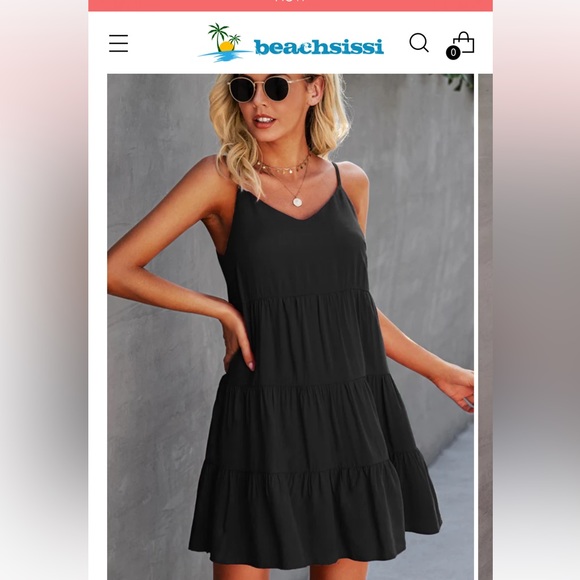 Beachsissi Black Loose Ruffle Dress - Size Small - NWT - Picture 2 of 5